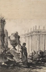 Architectural Fantasy with Vase, Herm, and Colonnade